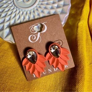 Plunder Orange and Gold Leaf Earrings